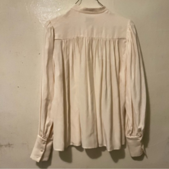 Frame Ivory Silk Pleated Button Up Shirt S - Picture 2 of 4